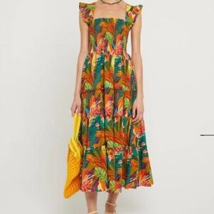 o.p.t Topical Floral Midi Dress XS